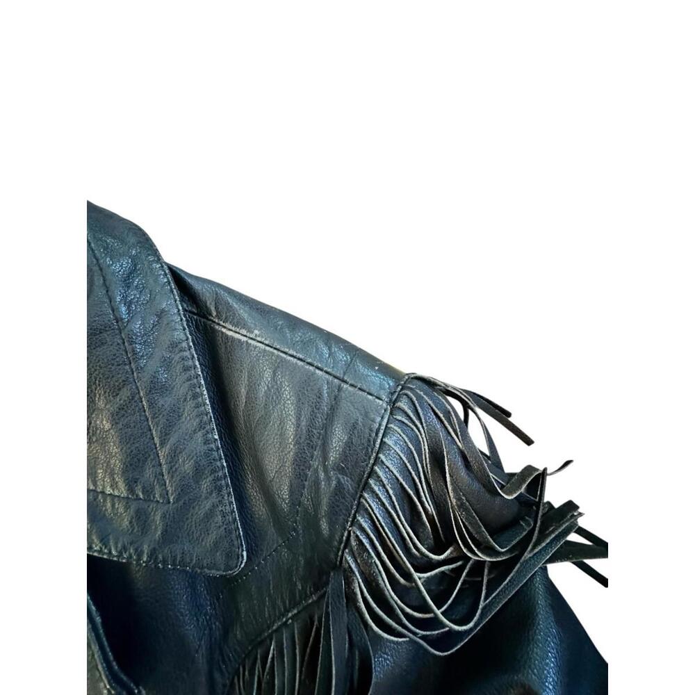 Womens Vintage Harley Davidson Black Leather Fringe Motorcycle Biker Jacket 14 - Picture 12 of 16